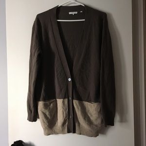 360 CASHMERE 100% Cashmere Oversized Color Block Cardigan Pockets S